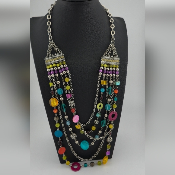 Lane Bryant Multi-Strand Colorful Beaded Necklace 22-28” Adjustable Length - Picture 1 of 9
